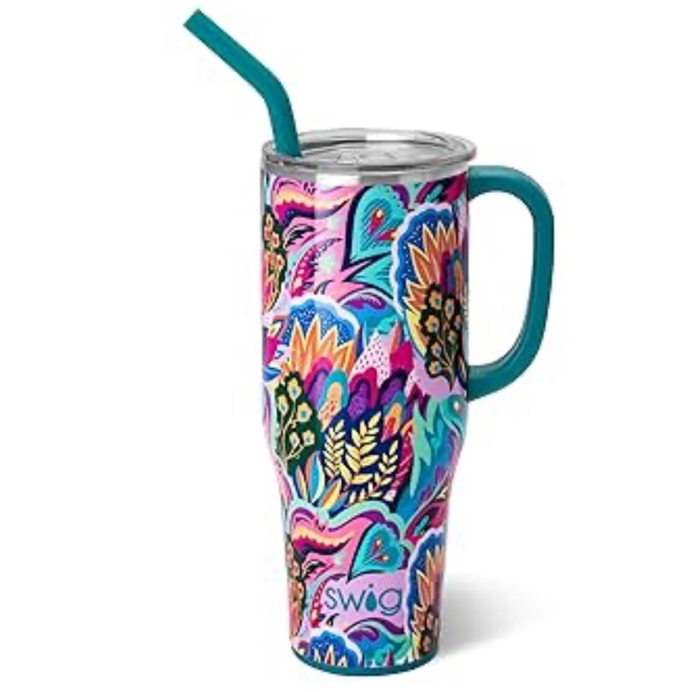 Swig Life 40oz Travel Mug, Insulated Tumbler with Handle & Lid in Bazaar Print